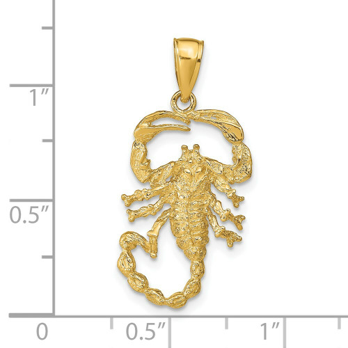 14K Yellow Gold Solid Polished Open-Backed Scorpion Pendant - (A83