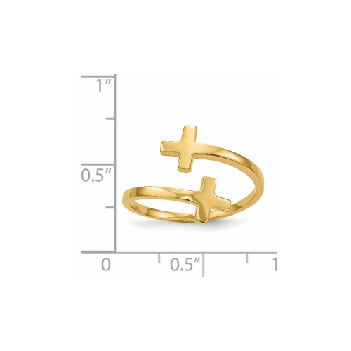 14K Yellow Gold Polished Double Cross Ring - Size 7 - (B31-954