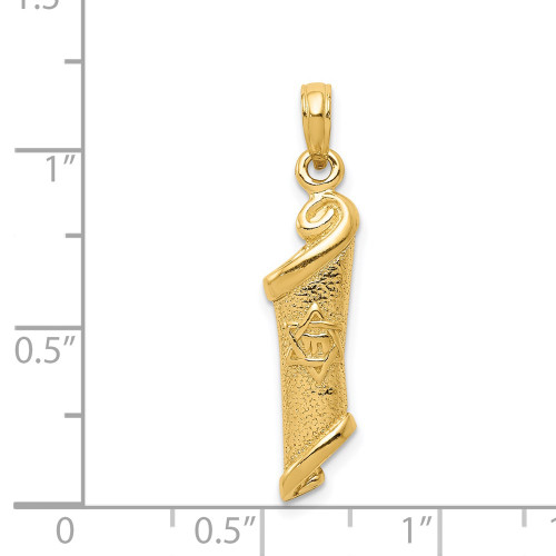 14K Yellow Gold Torah with Star of David Pendant - (A84-644) - Roy