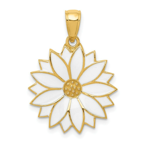 *Daisy*様 14K Yellow Gold Enameled White Daisy Flower Pendant - (A84