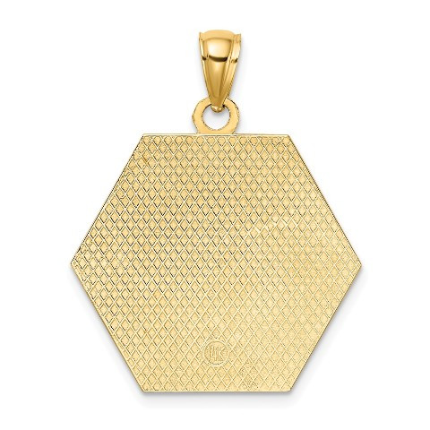 14K Yellow Gold Textured Back Cadudeus Medical Disc - (A93-516
