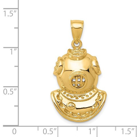 14K Yellow Gold Divers Helmet Pendant - (A84-299) - Roy Rose Jewelry