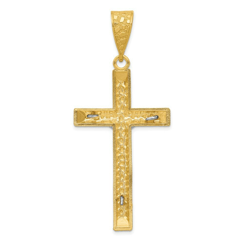 14k Two-tone Gold Diamond-cut 2 inch Crucifix Pendant - (A86-102