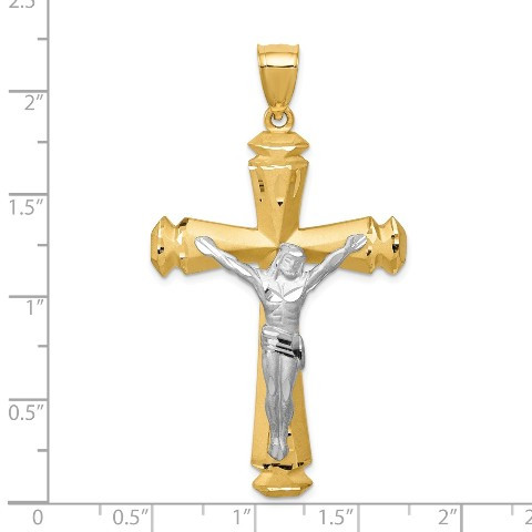 14K Two-tone Gold Crucifix Pendant 61mm length - (A86-754) - Roy
