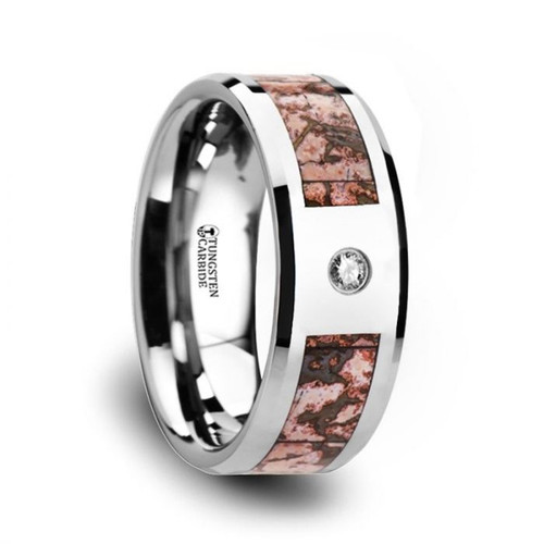 ALLOSAURUS Black Ceramic Flat Beveled Wedding Ring with White Dinosaur Bone  Inlay - 8mm - Hanebrink Jewelers