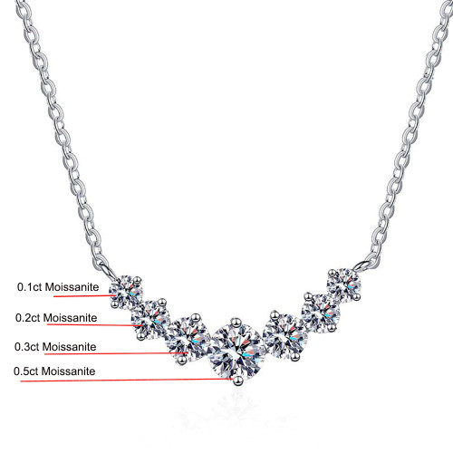 7 Stone GRA Lab Certified D/VVS1 Round Moissanite Pendant