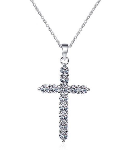 Cross Necklace GRA Lab Certified D/VVS1 Moissanite in