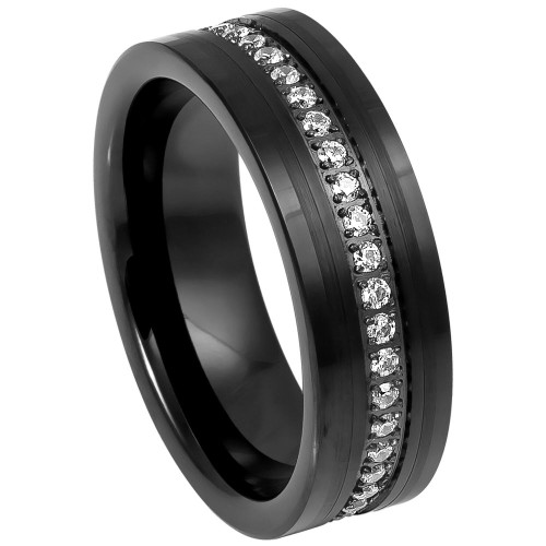 Black matching wedding band set. These black ring are crafted out of tungsten  carbide. H… | Wedding rings sets his and hers, Matching wedding rings,  Wedding matches