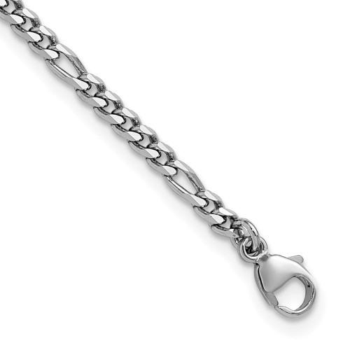 Solid 950 Platinum Polished Heavy Figaro Link Chain Bracelet 7.5