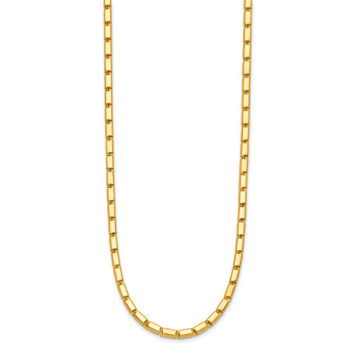 Solid 24K Gold Square Barrel Link Chain Necklace 3mm in 16