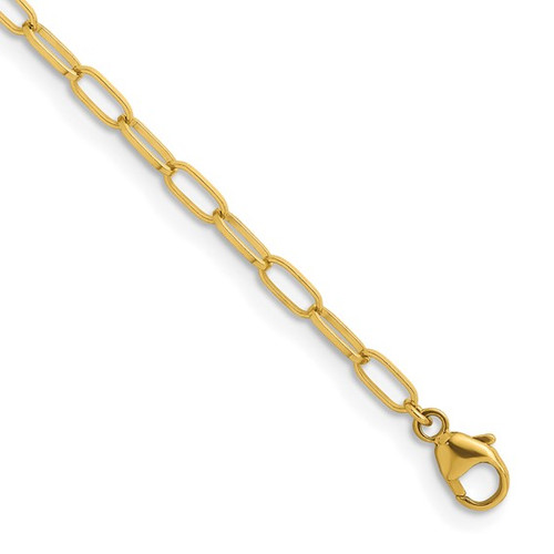 18K Yellow Gold Polished Solid Flat Oval Link Chain Necklace 16