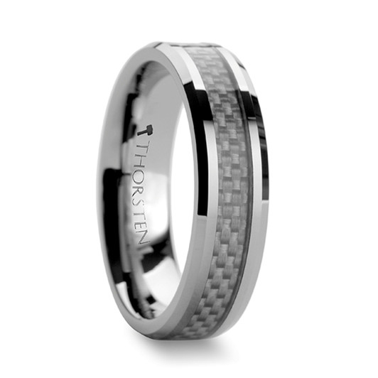 Thorsten Fly Fishing Boat Fisherman Design Sport Fishing Print Pattern Flat Tungsten Ring 6mm Wide Wedding Band from Roy Rose Jewelry