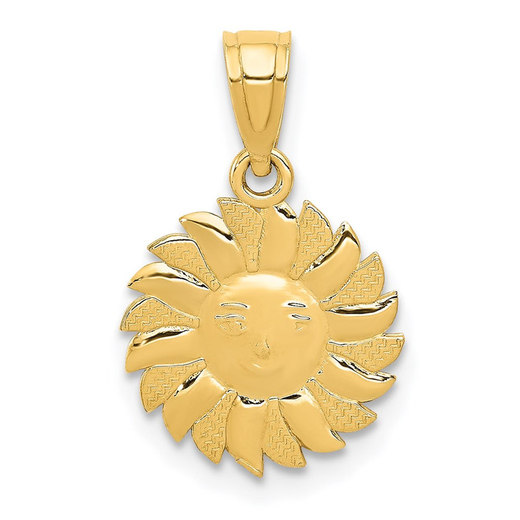 Sun Face Pendant - 10K Gold - Vintage