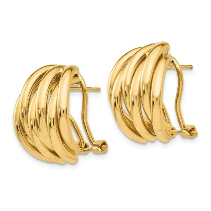 Yellow Gold Omega Back Earrings (14K)