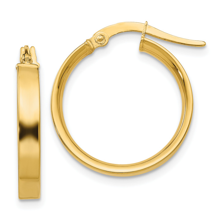 Gold Hoop Earrings 14K Yellow White Gold Polished & Satin D/C Hoop Earrings  3mm Thickness - Roy Rose Jewelry