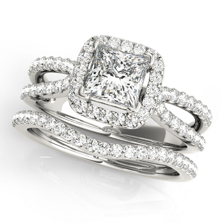 Princess Cut Bridal Set In Real 14K/18k White Gold, Moissanite Princess Cut  Set, Forever One Princess Engagement Ring, 2 CT Princess Cut