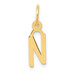 14K Yellow Gold Small Slanted Block Initial Letter N Charm Pendant - (B13-239)