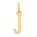 14K Yellow Gold Small Slanted Block Letter Initial J Charm Pendant - (B13-271)