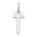14K White Gold Small Slanted Block Initial Letter T Charm Pendant - (B13-303)