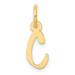 14K Yellow Gold Small Slanted Block Initial Letter C Charm Pendant - (B13-320)