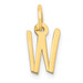 14K Yellow Gold Small Slanted Block Letter Initial W Charm Pendant - (B13-340)