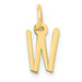 14K Yellow Gold Small Slanted Block Letter Initial W Charm Pendant - (B13-340)