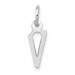 14K White Gold Small Slanted Block Initial Letter V Charm Pendant - (B13-367)