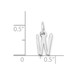 14K White Gold Small Slanted Block Initial Letter W Charm Pendant - (B13-428)