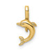 14K Yellow Gold Mini Jumping Dolphin With Fixed Bail Charm Pendant - (A92-205)