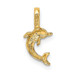 14K Yellow Gold Mini Jumping Dolphin With Fixed Bail Charm Pendant - (A92-205)