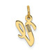 14K Yellow Gold Small Script Initial Letter V Charm Pendant - (B11-873)
