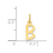 14K Yellow Gold Small Slanted Block Initial Letter B Charm Pendant - (B13-231)