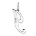 14K White Gold Small Fancy Script Initial Letter J Charm Pendant - (B13-244)