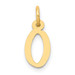 14K Yellow Gold Small Slanted Block Initial Letter O Charm Pendant - (B13-398)