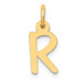 14K Yellow Gold Small Slanted Block Initial Letter R Charm Pendant - (B13-522)
