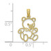 10K Yellow Gold Cut out Teddy Bear Charm Pendant - (A88-377)