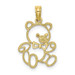 10K Yellow Gold Cut out Teddy Bear Charm Pendant - (A88-377)