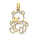 10K Yellow Gold Cut out Teddy Bear Charm Pendant - (A88-377)