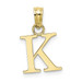 10K Yellow Gold Polished K Block Initial Charm Pendant - (A88-573) 10K Yellow Gold Polished K Block Initial Charm Pendant - (A88-573)