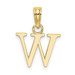 10K Yellow Gold Polished W Block Initial Charm Pendant - (A88-704)
