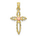 10K Two-tone Gold Cross With Heart Charm Pendant - (A88-977) 10K Two-tone Gold Cross With Heart Charm Pendant - (A88-977)