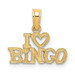 14K Yellow Gold Polished and Textured I Love Bingo Charm Pendant - (A90-266)