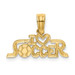 14K Yellow Gold I Heart Soccer Charm Pendant - (A90-342)