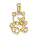 14K Yellow Gold Cut out Teddy Bear Charm Pendant - (A91-222)