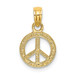 14K Yellow Gold Flat & Textured Mini Peace Sign Charm Pendant - (A92-196)