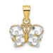 14K Yellow Gold with White Rhodium-Plated Diamond-cut Butterfly Charm Pendant - (A94-207)