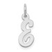 14K White Gold Small Script Initial Letter E Charm Pendant - (B11-875)