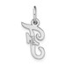 14K White Gold Small Script Initial Letter F Charm Pendant - (B11-925)