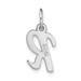 14K White Gold Small Script Initial Letter R Charm Pendant - (B11-978)