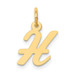 14K Yellow Gold Small Script Letter Initial H Charm Pendant - (B13-202)